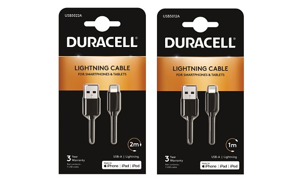 Duracell Câble USB-A vers Lightning 1m+2m